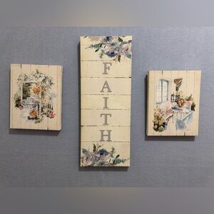 3 Pc Beautiful Floral And Birds Artwork